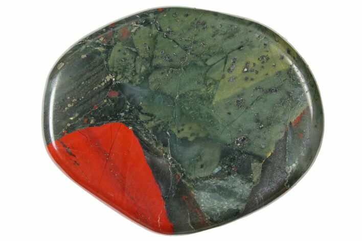 1.7" Polished Bloodstone Flat Pocket Stone  - Photo 1
